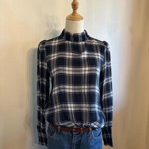 LOFT Women's Blue and Navy Blouse